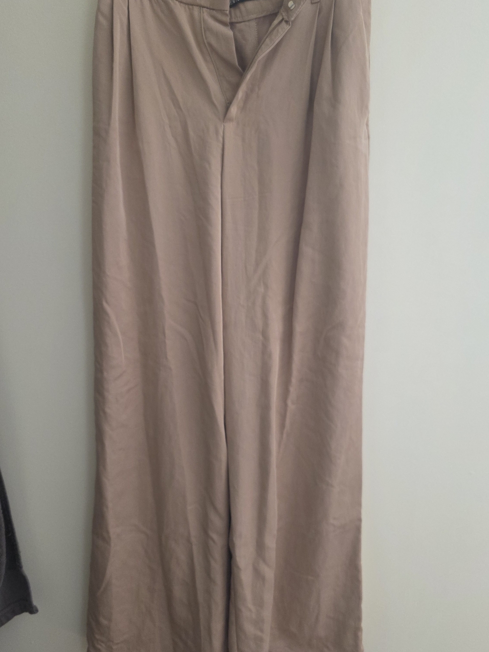 Zara High-Waist Wide Leg Trousers in Taupe